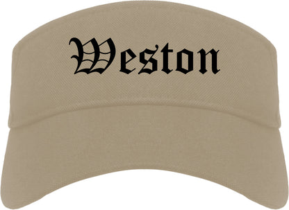 Weston Wisconsin WI Old English Mens Visor Cap Hat Khaki