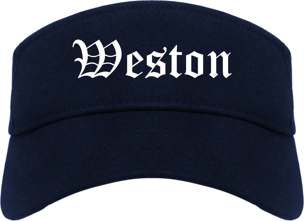 Weston Wisconsin WI Old English Mens Visor Cap Hat Navy Blue