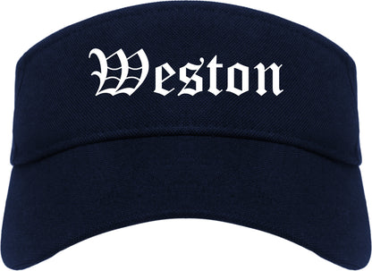 Weston Wisconsin WI Old English Mens Visor Cap Hat Navy Blue