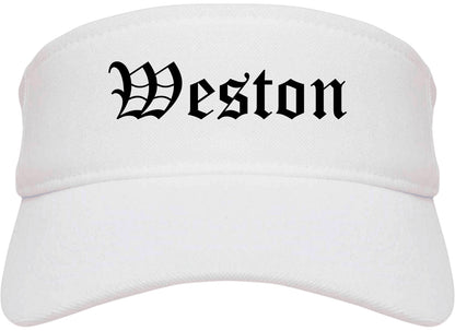 Weston Wisconsin WI Old English Mens Visor Cap Hat White