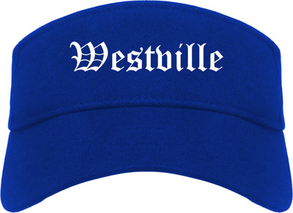 Westville Indiana IN Old English Mens Visor Cap Hat Royal Blue