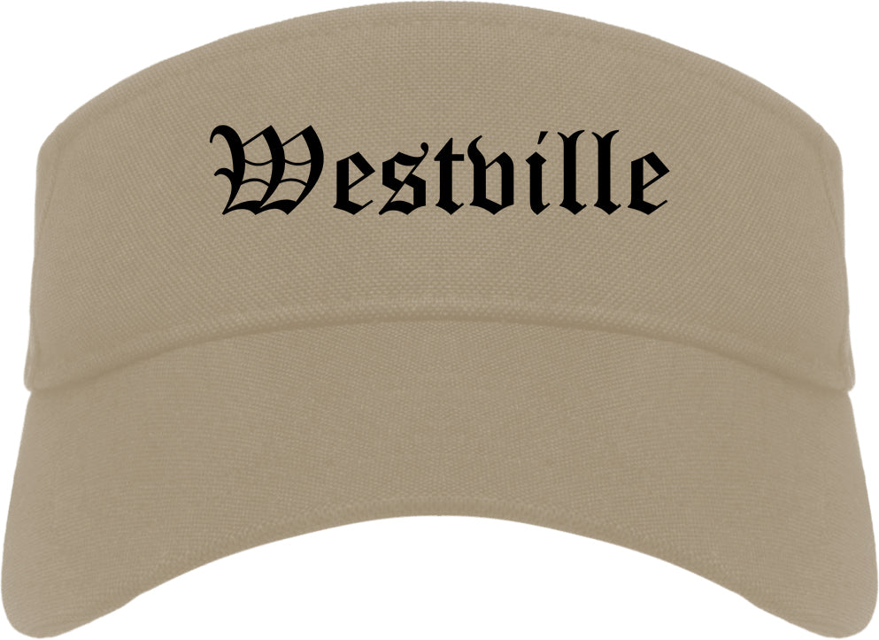Westville New Jersey NJ Old English Mens Visor Cap Hat Khaki