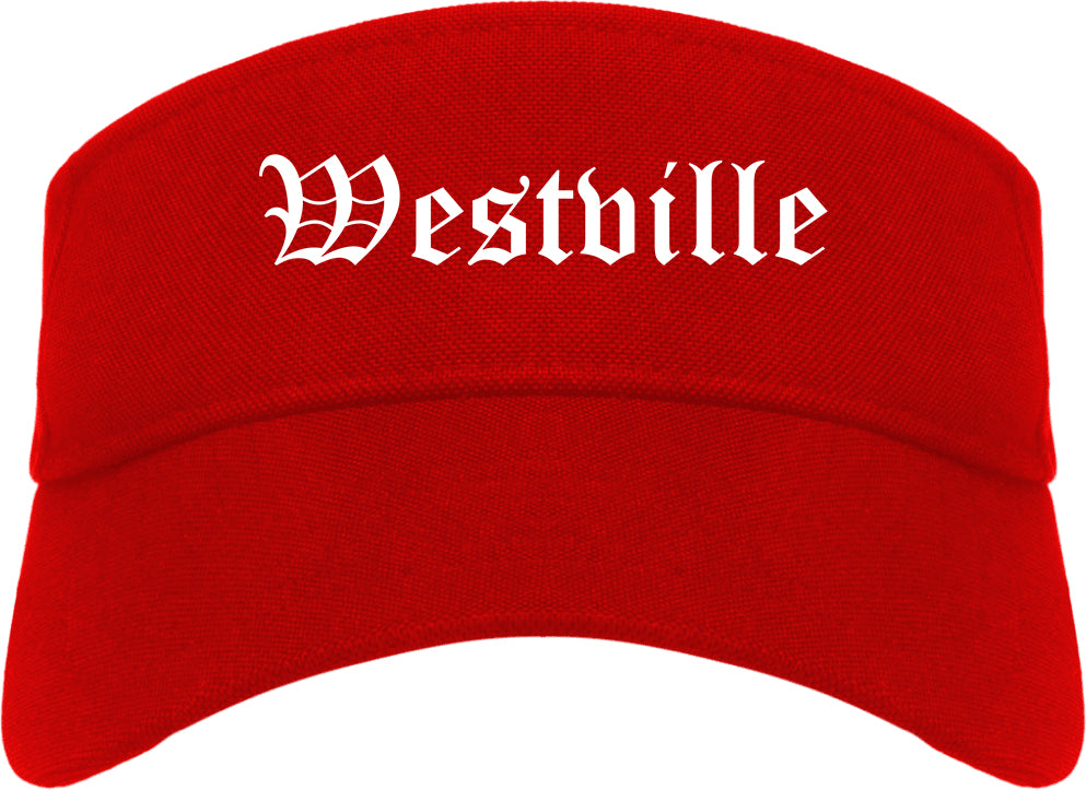 Westville New Jersey NJ Old English Mens Visor Cap Hat Red
