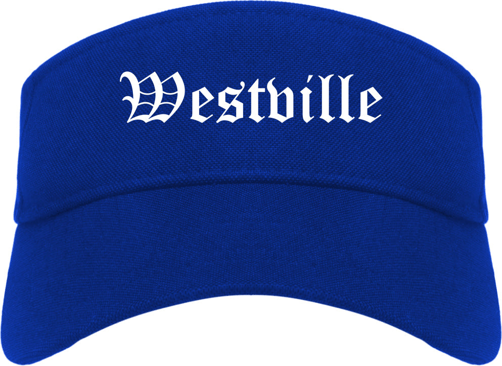 Westville New Jersey NJ Old English Mens Visor Cap Hat Royal Blue