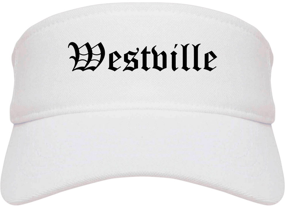 Westville New Jersey NJ Old English Mens Visor Cap Hat White