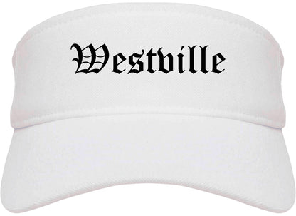 Westville New Jersey NJ Old English Mens Visor Cap Hat White