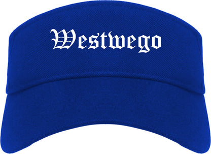 Westwego Louisiana LA Old English Mens Visor Cap Hat Royal Blue