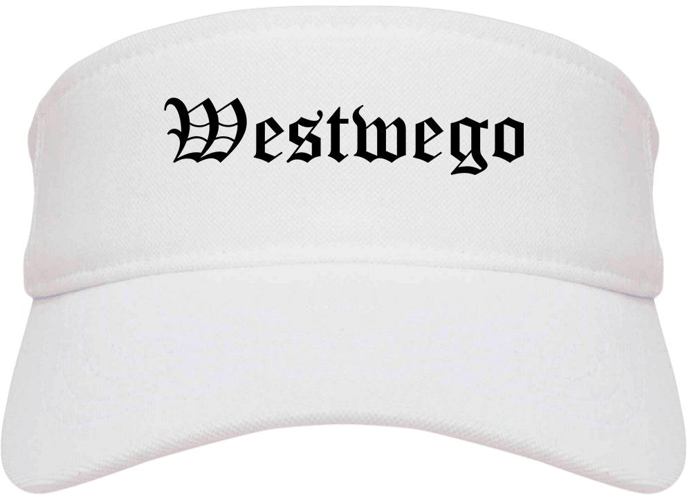 Westwego Louisiana LA Old English Mens Visor Cap Hat White