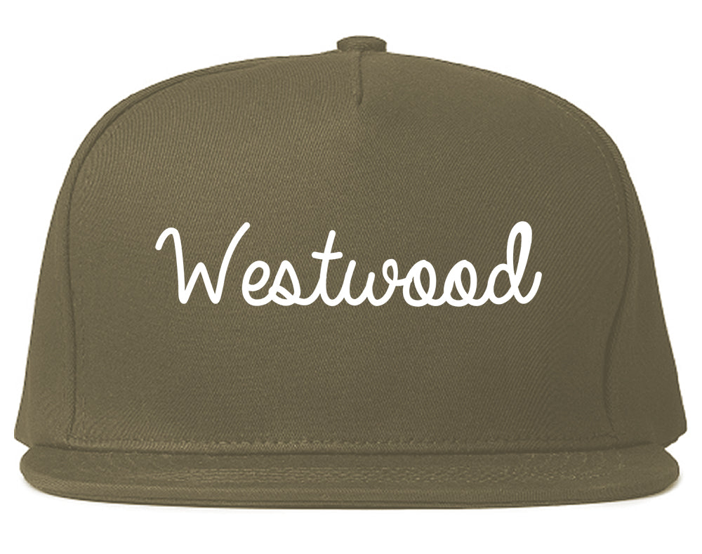 Westwood New Jersey NJ Script Mens Snapback Hat Grey