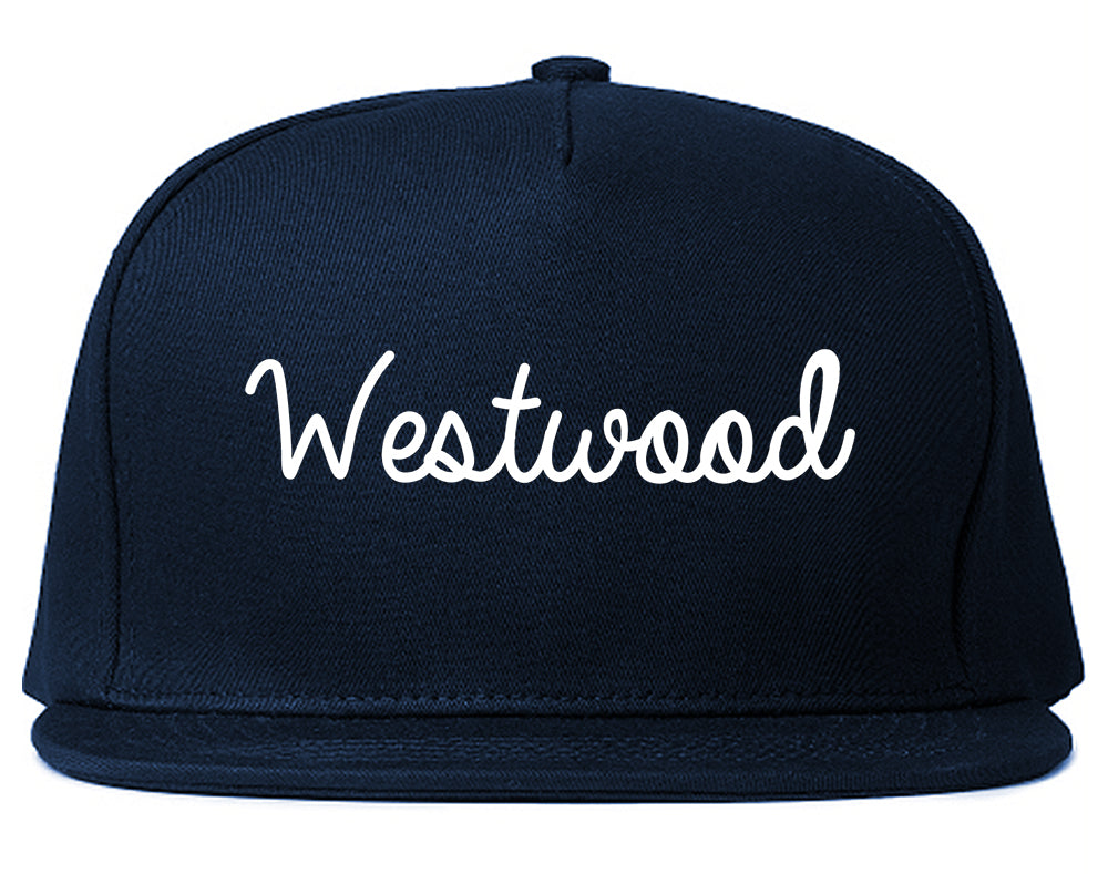 Westwood New Jersey NJ Script Mens Snapback Hat Navy Blue