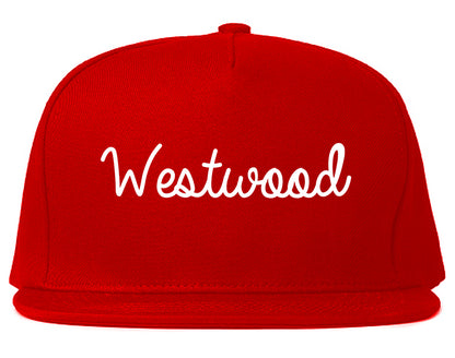 Westwood New Jersey NJ Script Mens Snapback Hat Red