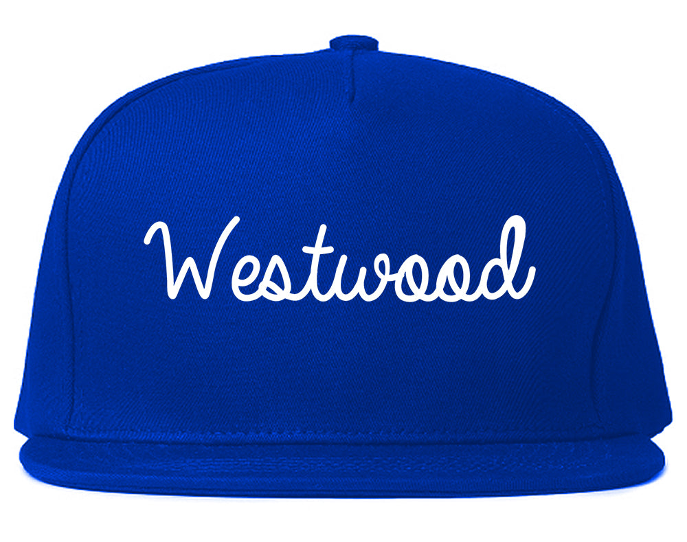 Westwood New Jersey NJ Script Mens Snapback Hat Royal Blue