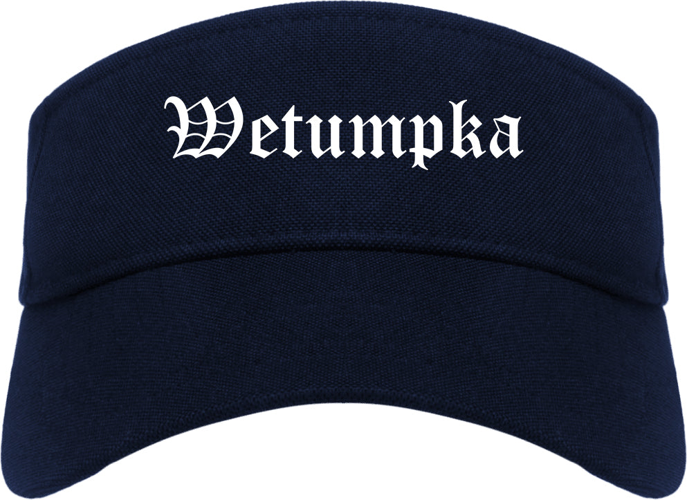 Wetumpka Alabama AL Old English Mens Visor Cap Hat Navy Blue