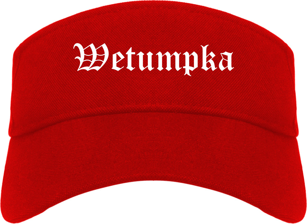 Wetumpka Alabama AL Old English Mens Visor Cap Hat Red