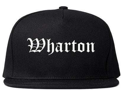 Wharton New Jersey NJ Old English Mens Snapback Hat Black