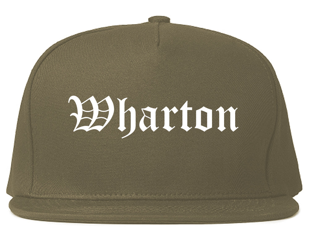Wharton New Jersey NJ Old English Mens Snapback Hat Grey