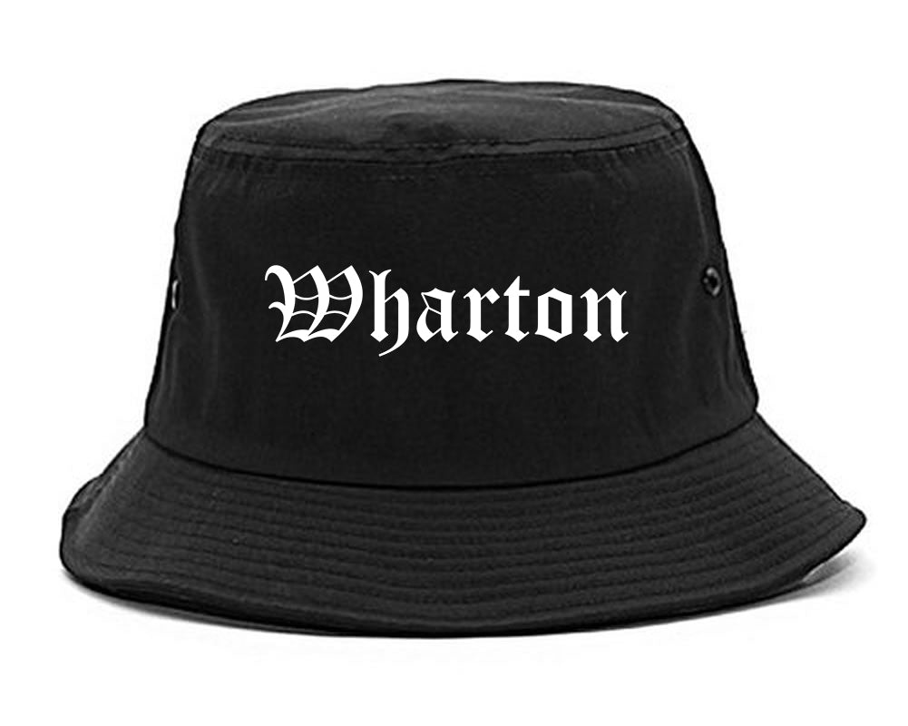 Wharton New Jersey NJ Old English Mens Bucket Hat Black