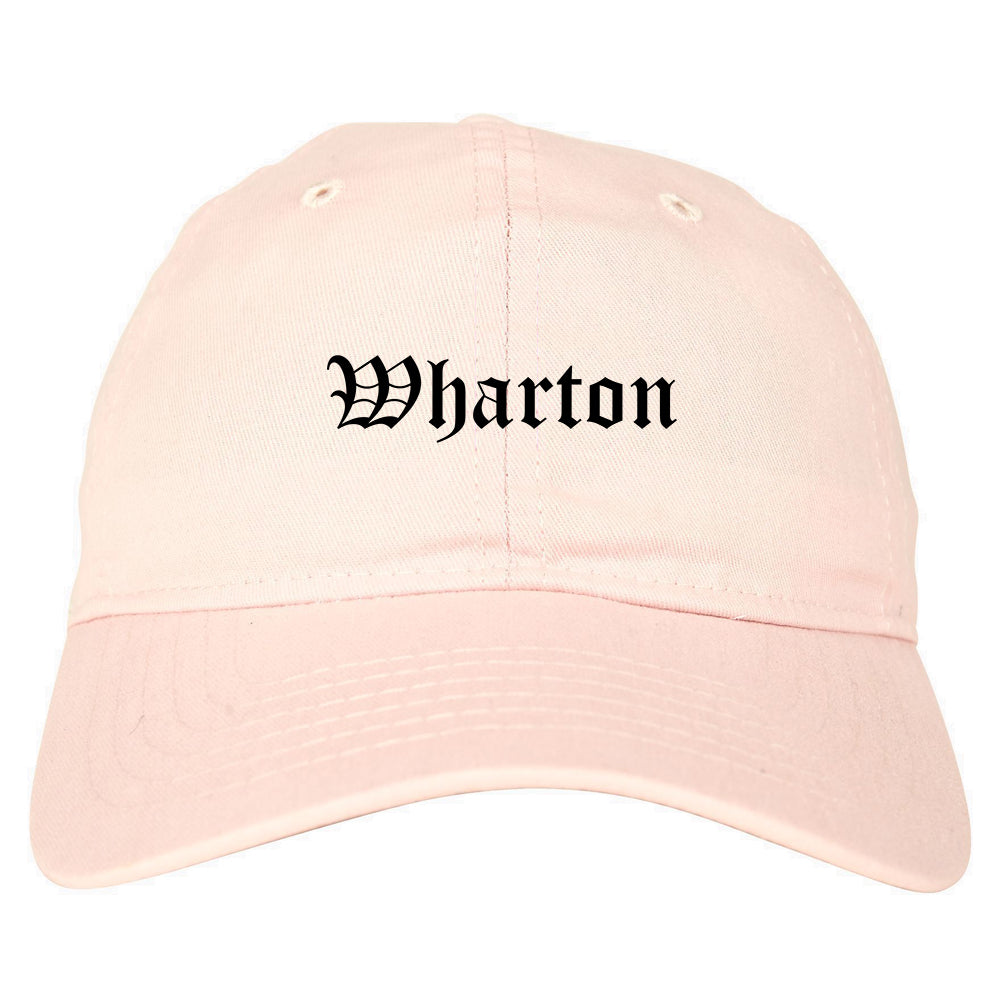 Wharton New Jersey NJ Old English Mens Dad Hat Baseball Cap Pink