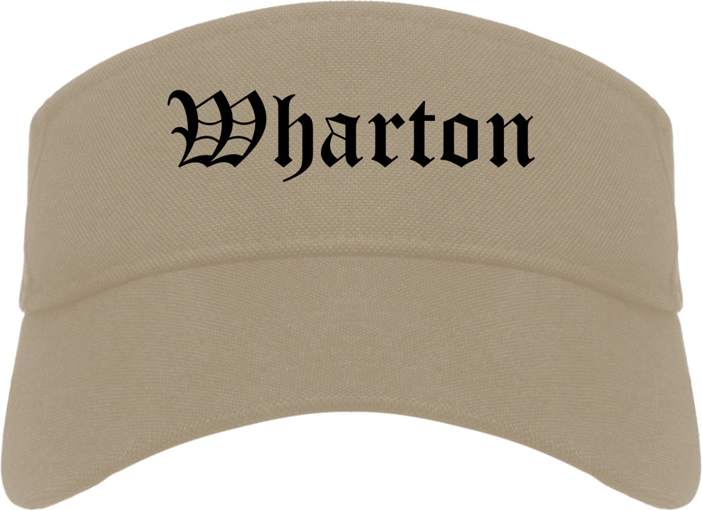 Wharton New Jersey NJ Old English Mens Visor Cap Hat Khaki