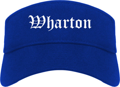 Wharton New Jersey NJ Old English Mens Visor Cap Hat Royal Blue