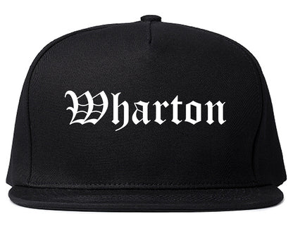 Wharton Texas TX Old English Mens Snapback Hat Black
