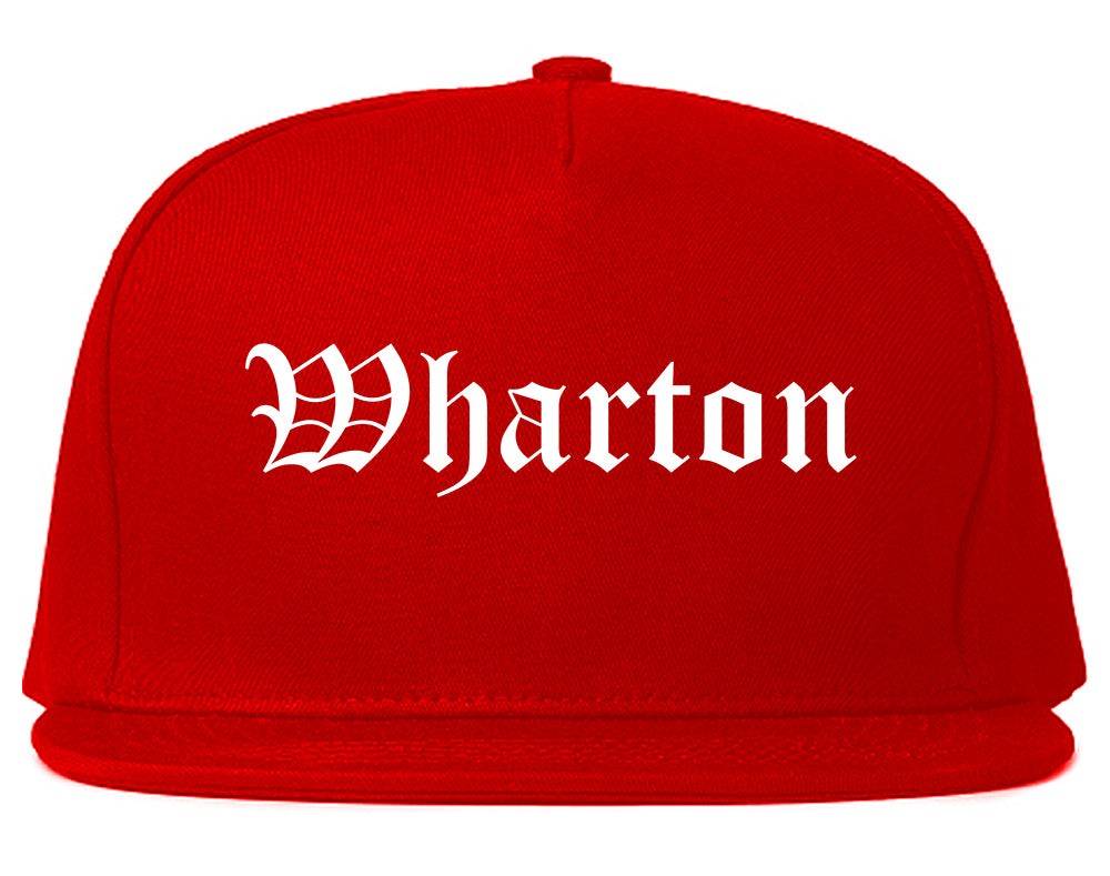 Wharton Texas TX Old English Mens Snapback Hat Red