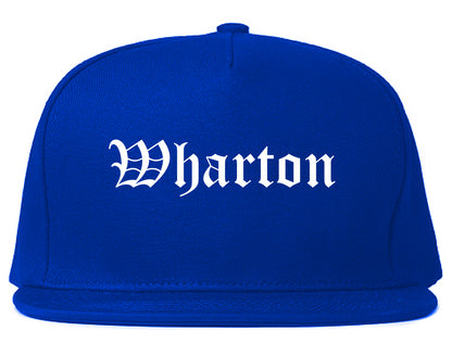 Wharton Texas TX Old English Mens Snapback Hat Royal Blue
