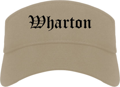 Wharton Texas TX Old English Mens Visor Cap Hat Khaki