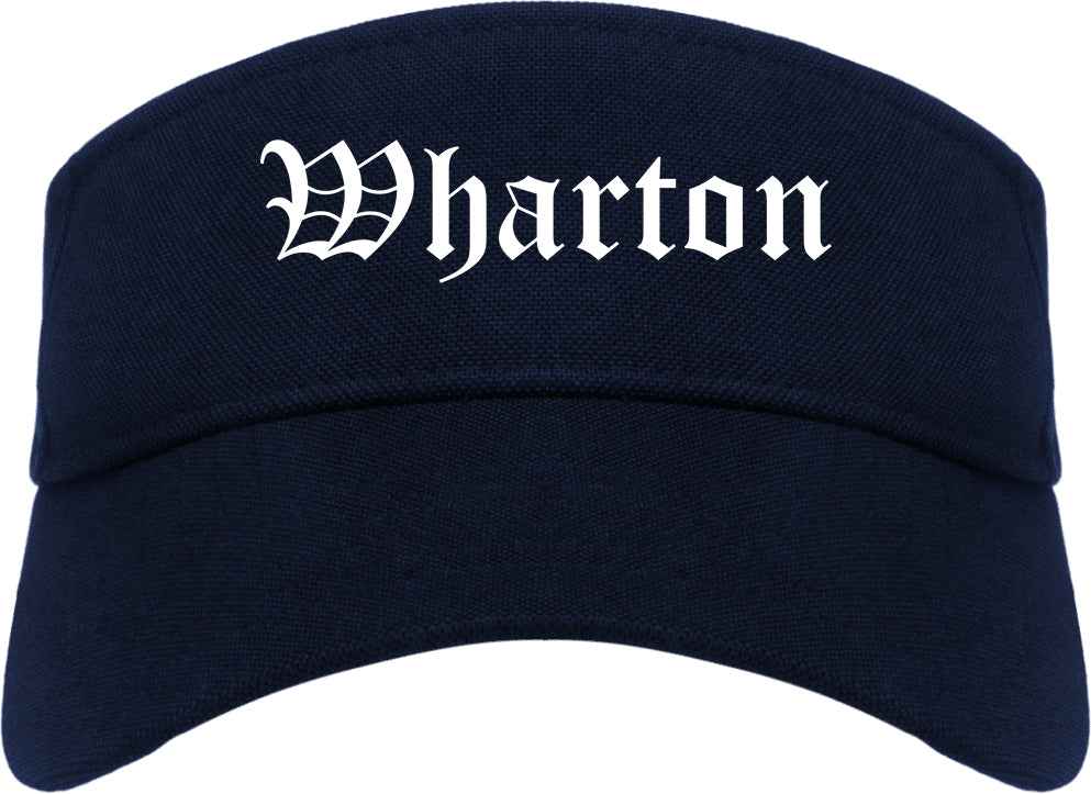 Wharton Texas TX Old English Mens Visor Cap Hat Navy Blue