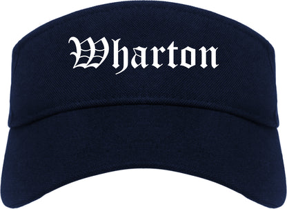 Wharton Texas TX Old English Mens Visor Cap Hat Navy Blue
