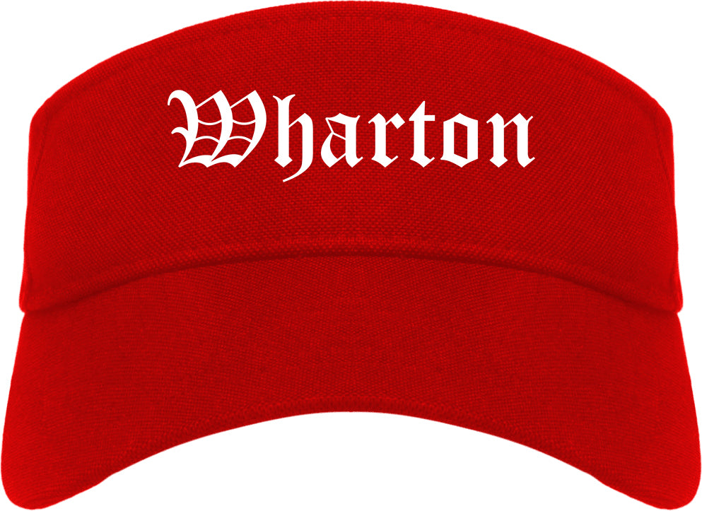 Wharton Texas TX Old English Mens Visor Cap Hat Red