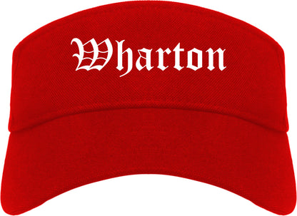 Wharton Texas TX Old English Mens Visor Cap Hat Red