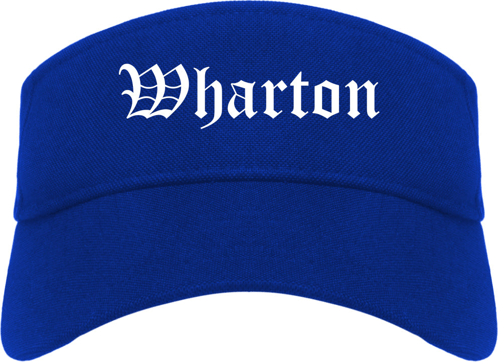 Wharton Texas TX Old English Mens Visor Cap Hat Royal Blue