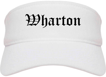 Wharton Texas TX Old English Mens Visor Cap Hat White
