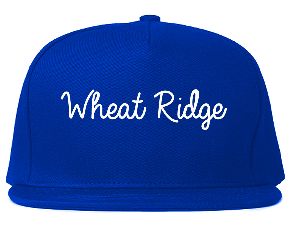 Wheat Ridge Colorado CO Script Mens Snapback Hat Royal Blue