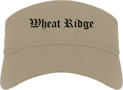 Wheat Ridge Colorado CO Old English Mens Visor Cap Hat Khaki