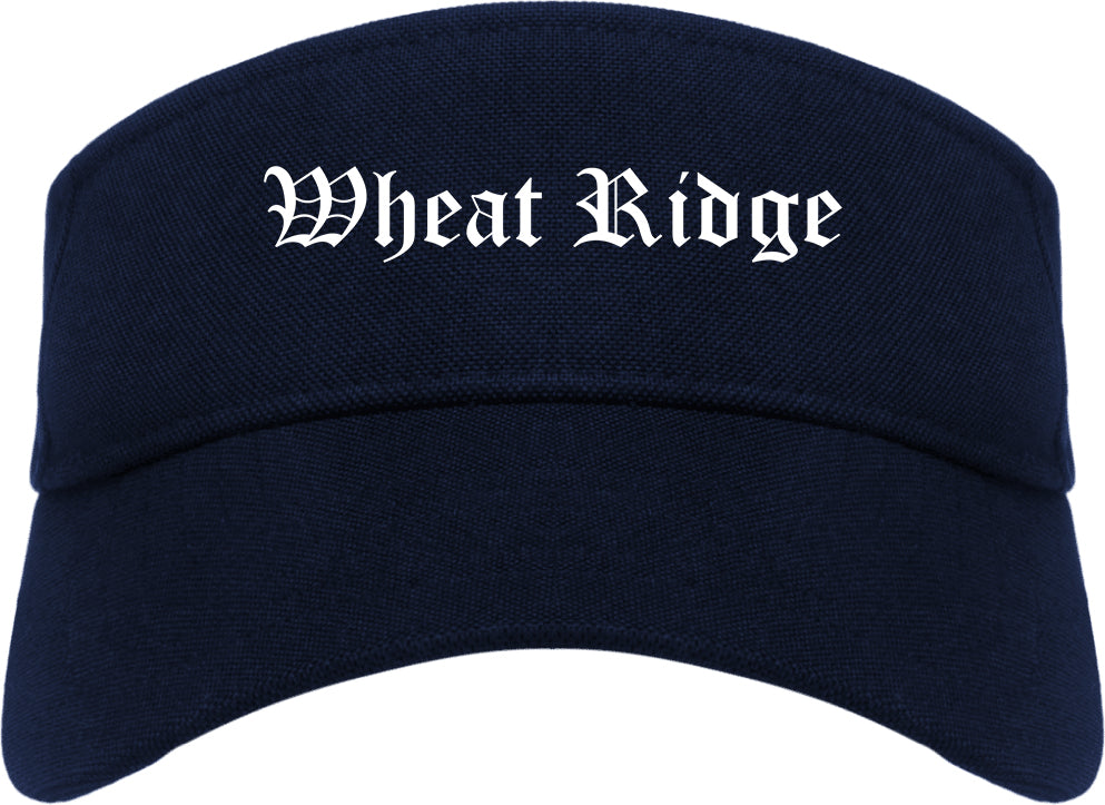 Wheat Ridge Colorado CO Old English Mens Visor Cap Hat Navy Blue