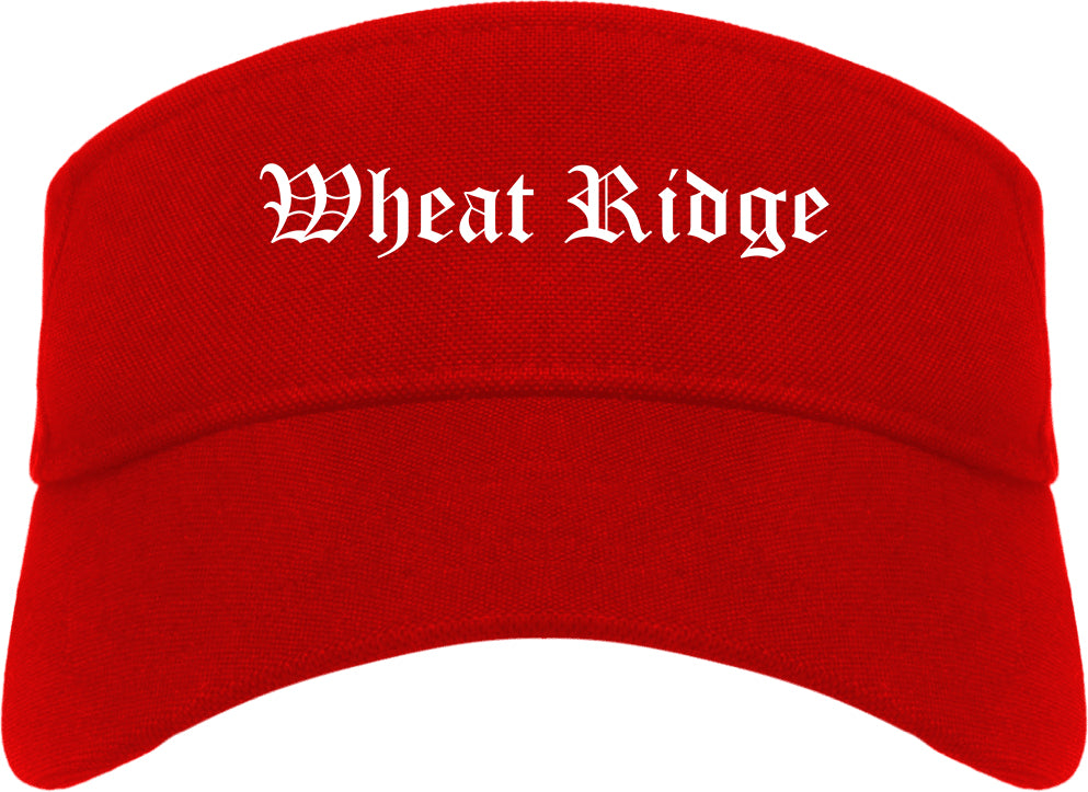 Wheat Ridge Colorado CO Old English Mens Visor Cap Hat Red