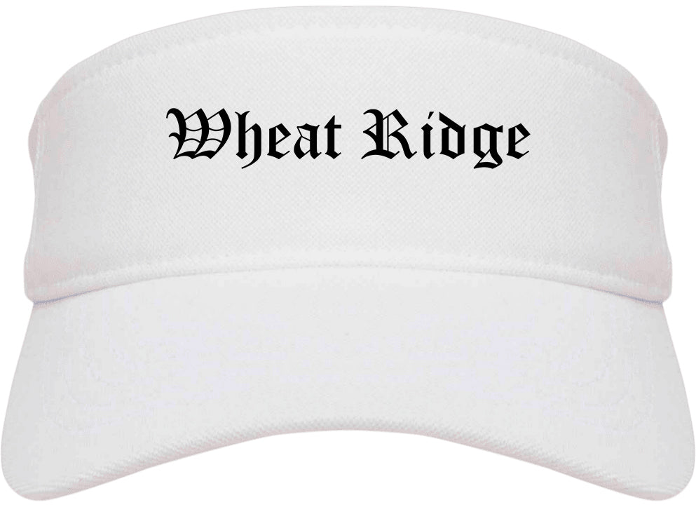 Wheat Ridge Colorado CO Old English Mens Visor Cap Hat White