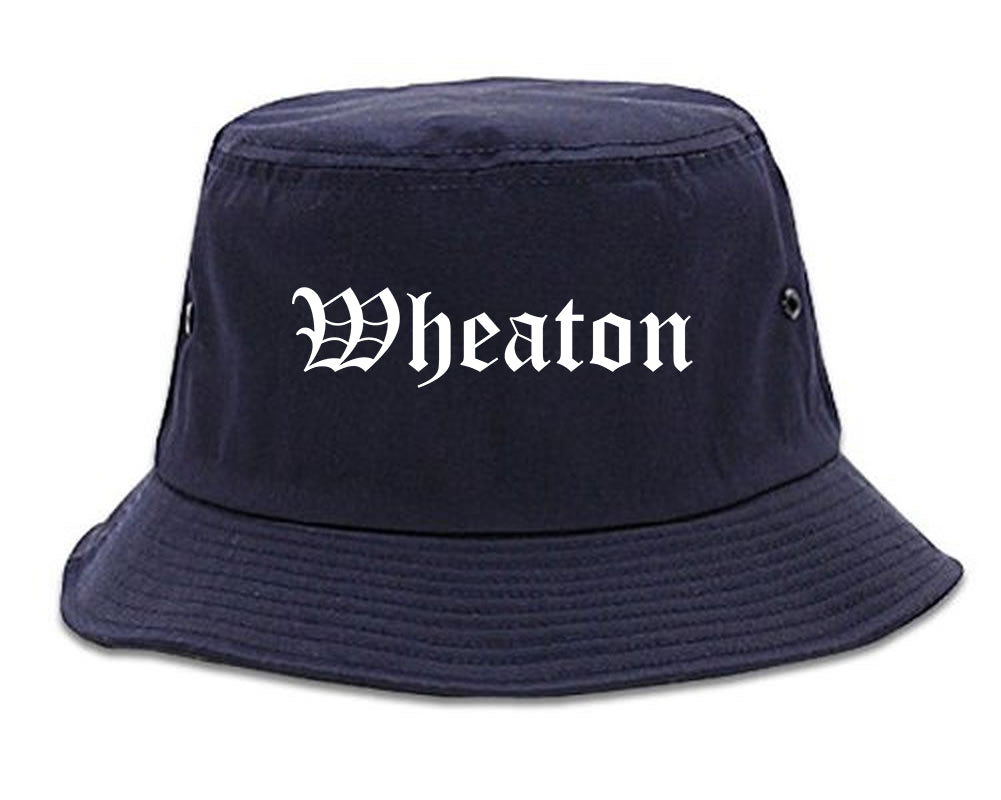 Wheaton Illinois IL Old English Mens Bucket Hat Navy Blue
