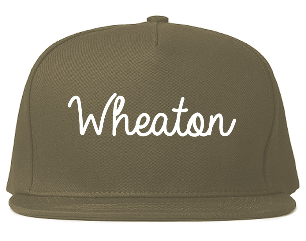 Wheaton Illinois IL Script Mens Snapback Hat Grey