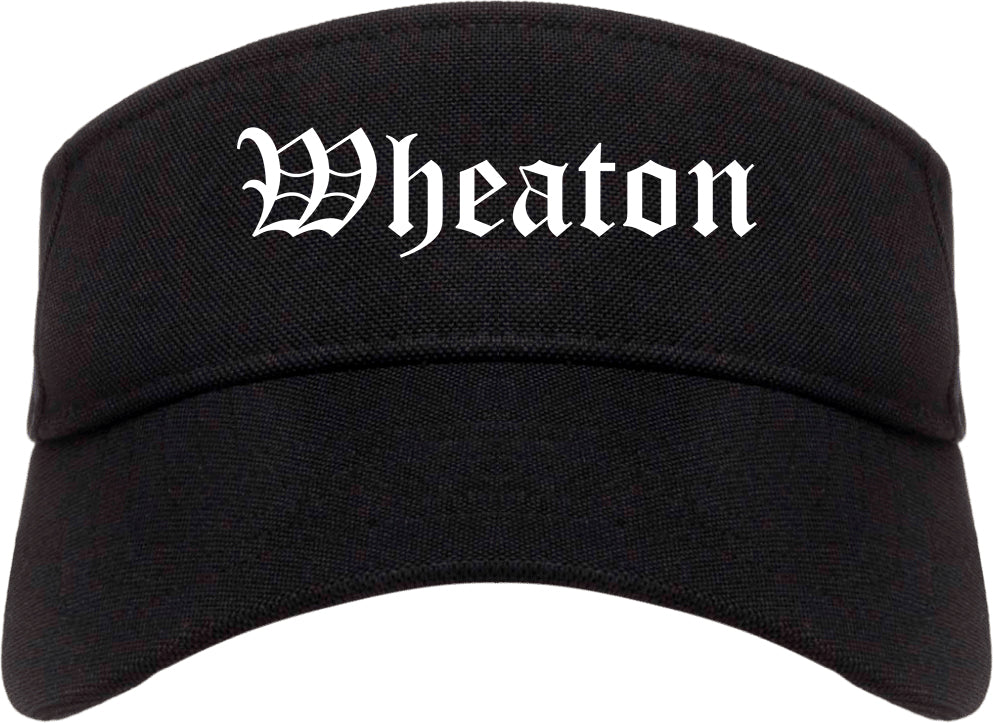 Wheaton Illinois IL Old English Mens Visor Cap Hat Black