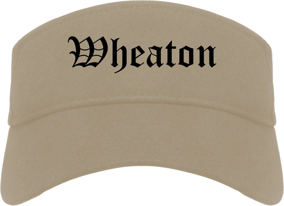Wheaton Illinois IL Old English Mens Visor Cap Hat Khaki
