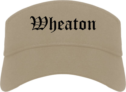 Wheaton Illinois IL Old English Mens Visor Cap Hat Khaki