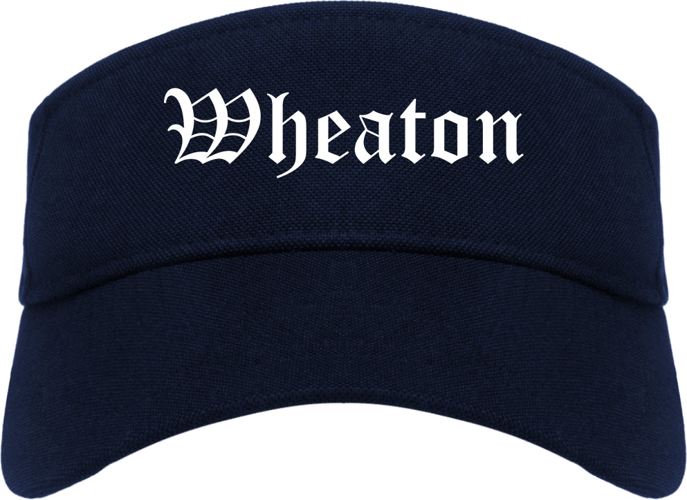 Wheaton Illinois IL Old English Mens Visor Cap Hat Navy Blue