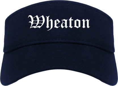 Wheaton Illinois IL Old English Mens Visor Cap Hat Navy Blue