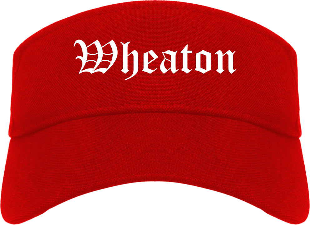 Wheaton Illinois IL Old English Mens Visor Cap Hat Red