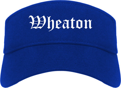 Wheaton Illinois IL Old English Mens Visor Cap Hat Royal Blue