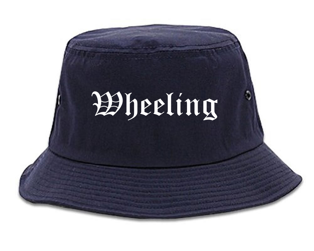 Wheeling Illinois IL Old English Mens Bucket Hat Navy Blue