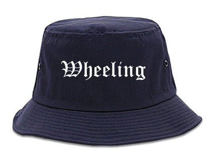 Wheeling Illinois IL Old English Mens Bucket Hat Navy Blue
